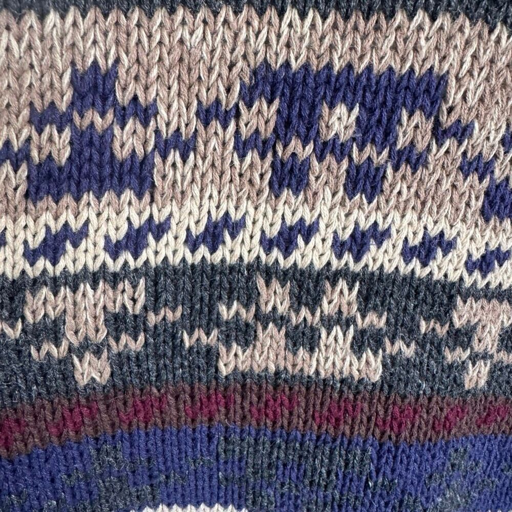 Vintage American Eagle Fair-Isle  Ramie Cotton Chunky Oversized Knit Sweater - Picture 4 of 6